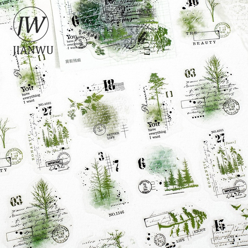 JIANWU Etiqueta De Borda De Manchas Vintage , Material De Paisagem , Colagem , Scrapbooking , Adesivo Para Animais De Es