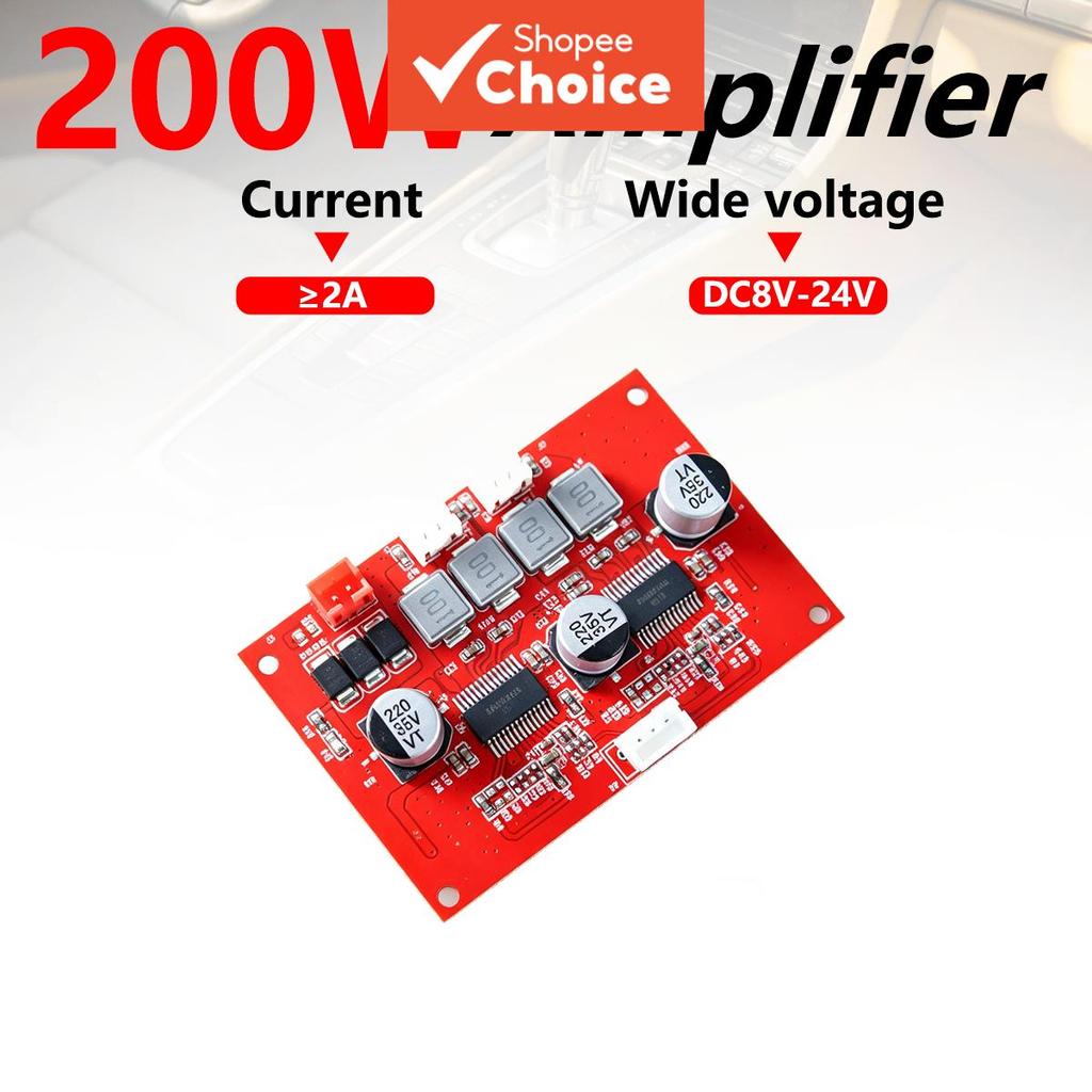 Placa amplificadora, módulo amplificador estéreo de 200W 2×100W 8-24V DC com indicador de energia para alto-falante DIY,