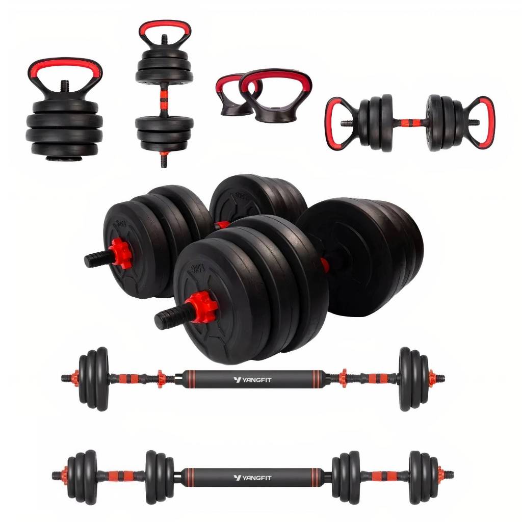 Halter Anilha Barra Kettlebell Kit Musculação 6 em 1 - 25kg