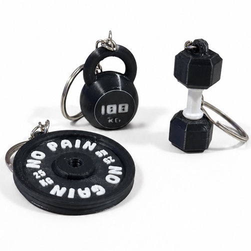 Chaveiro de Academia/Crossfit - Anilha, Halter e KettleBell Kit 1/2/3