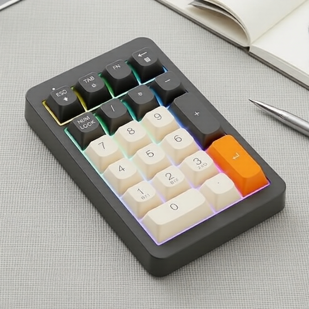 FREEWOLF M21 Teclado Numérico Bluetooth 21 Teclas, Retroiluminação RGB, Bateria 950mAh para Laptop