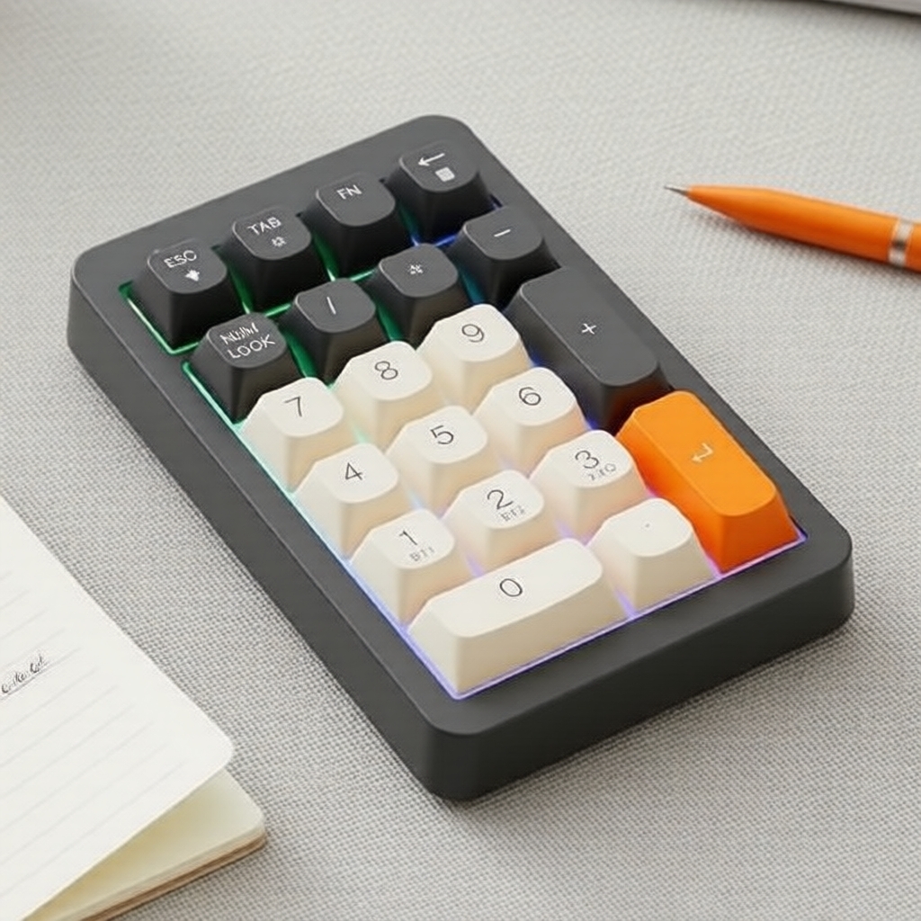 FREEWOLF M21 Teclado Numérico de 21 Teclas, Bluetooth 2.4G, Retroiluminação RGB, 950mAh para Contabilidade e Finanças