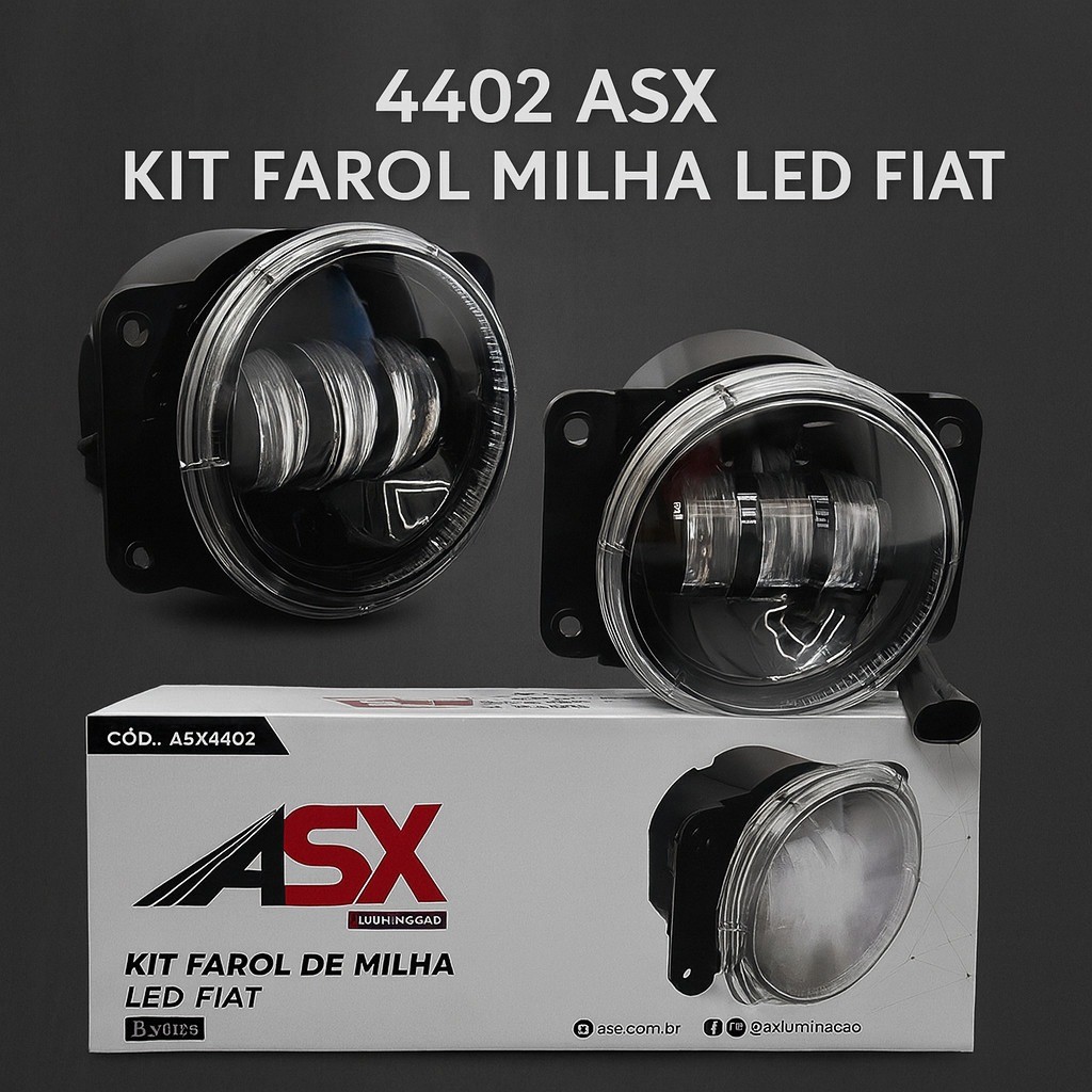 Farol de Milha Led 40W 5000Lm Alta Iluminação Universal Fiat Uno Strada ASX