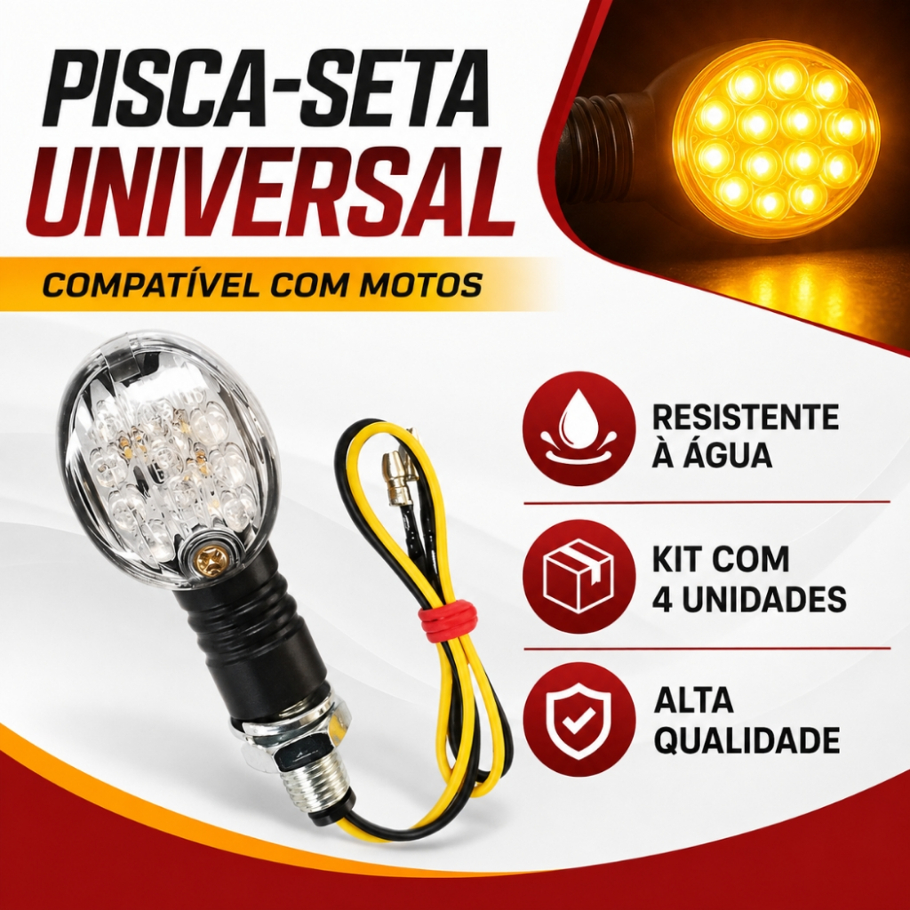 Pisca Led Oval Universal Para Moto – Rosca 10mm – 12v