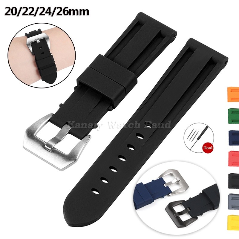 Pulseira De Relógio De Silicone Universal , 20mm 22mm 24mm 26mm , Borracha Macia À Prova D'água Para PAM , Homens , Mulh