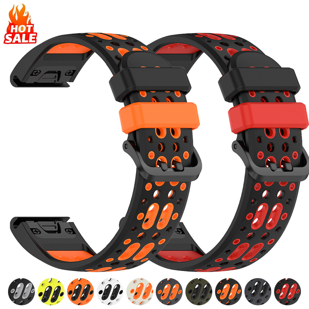 QuickFit 22mm 26mm Pulseira De Silicone Para Garmin Fenix 8 E 7X 7 Pro 6X 5X Plus/Epix 2 47mm 51mm Esporte Respirável