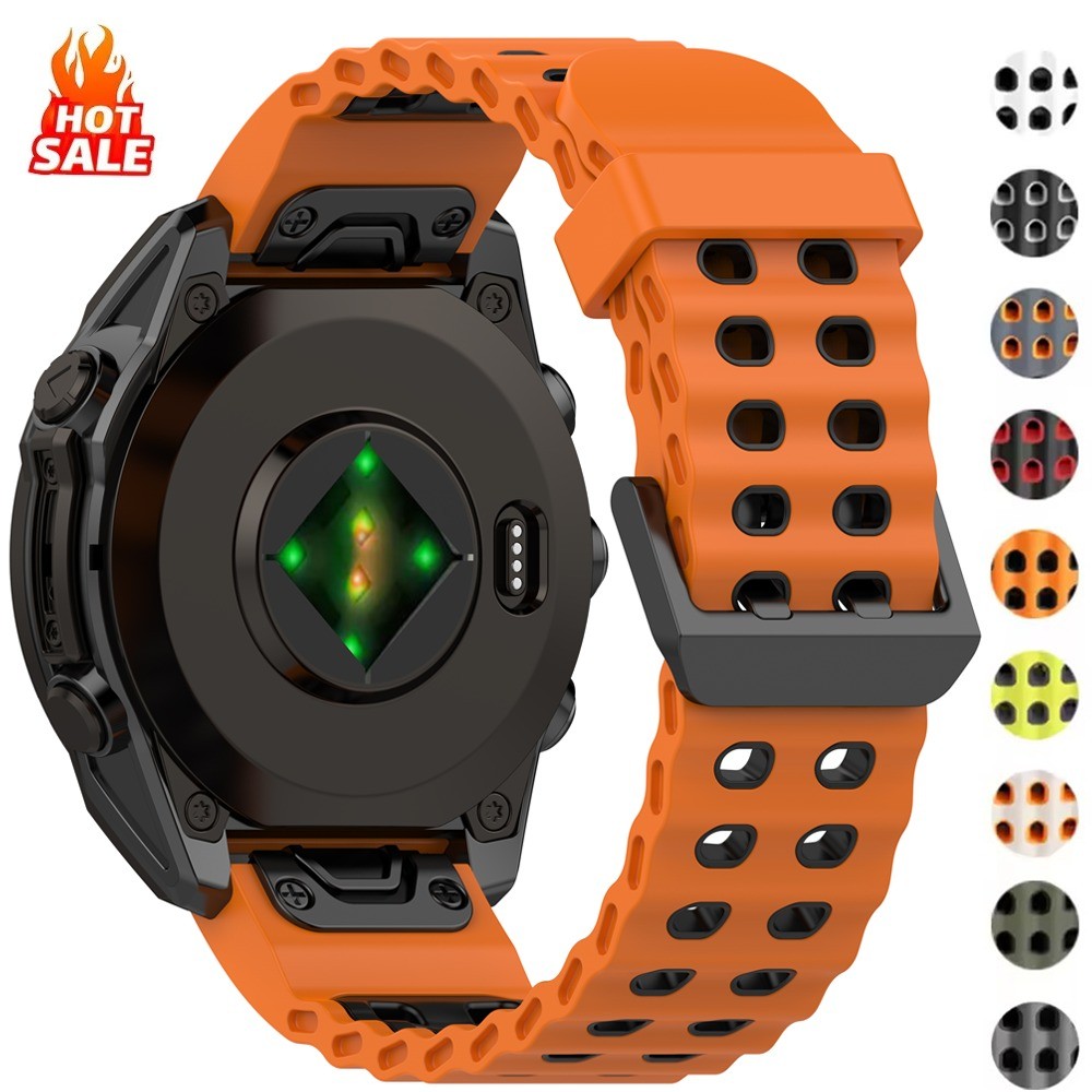 Pulseira De Silicone Oceano De 22mm 26mm Para Garmin Fenix 8 47mm 51mm Banda De Ajuste Rápido Instinto 2 2X Solar