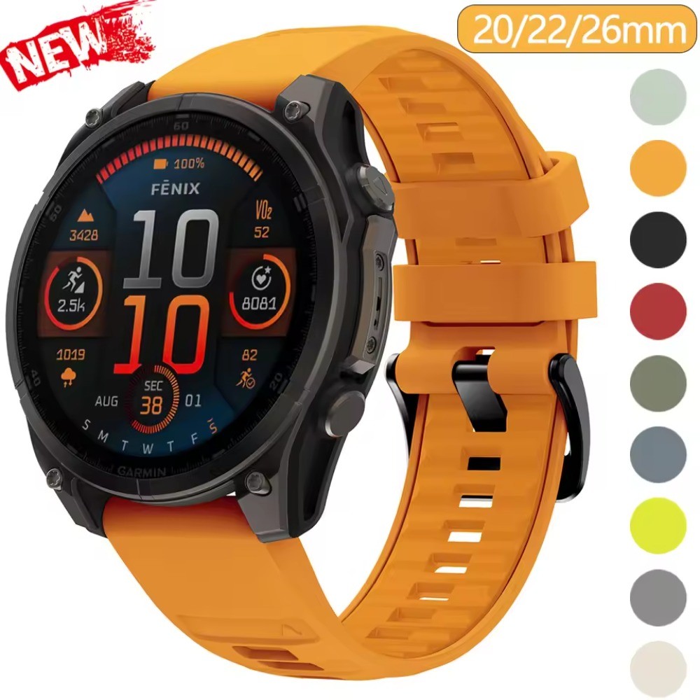 Pulseira De Silicone De 20mm 22mm 26mm Para Garmin Fenix 8 7 7Pro 6X 6 6S 5X Enduro 3 Forerunner 965