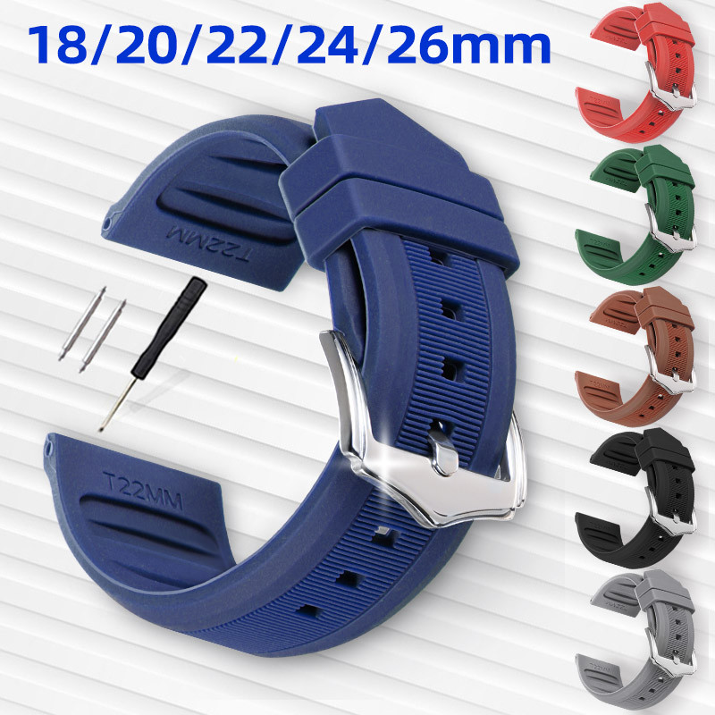 Pulseira De Relógio De Silicone À Prova D'água Para Seiko Diver Diving Skx007 Skx009 Atum 18mm 20mm 22mm 24mm 26mm Borra
