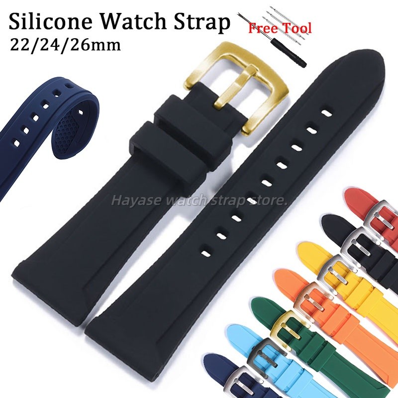 Pulseira De Silicone Colorida 22mm 24mm 26mm Masculino Feminino Esporte Relógio De Borracha Mergulho