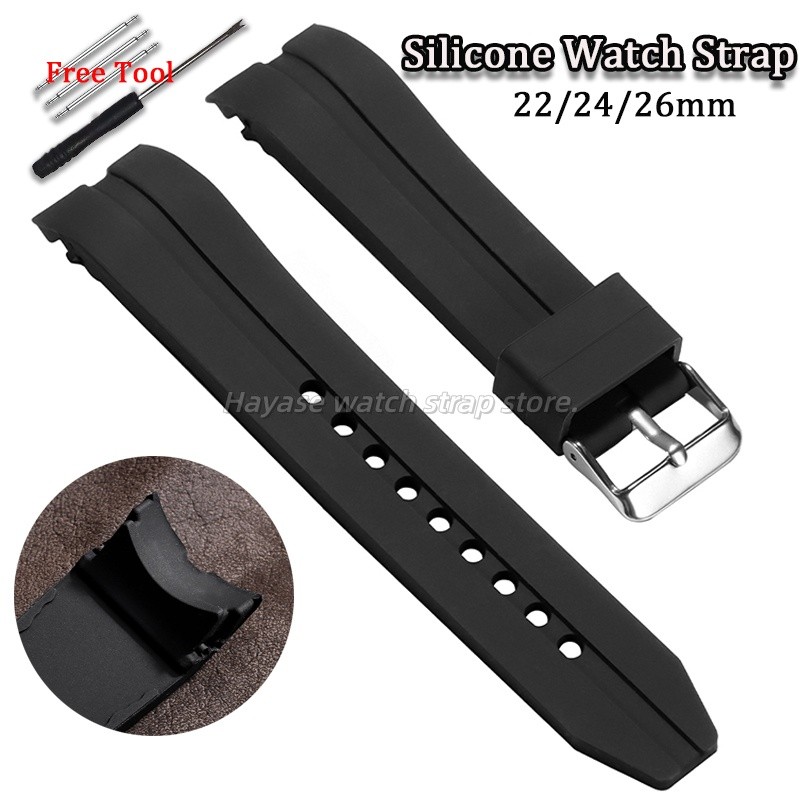 Pulseira De Silicone Para Mergulho , Extremidade Curvada , 22mm , 24mm , 26mm , Substituição Universal , Esportiva Homen