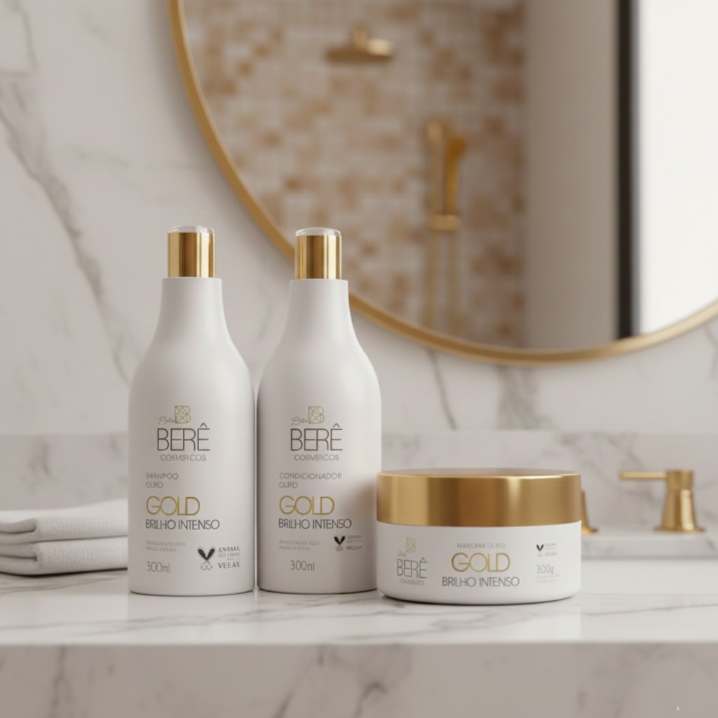 Kit Ouro Gold Profissional Brilho Intenso Enriquecido Com Óleo De Argan | Máscara Efeito Desmaia fio