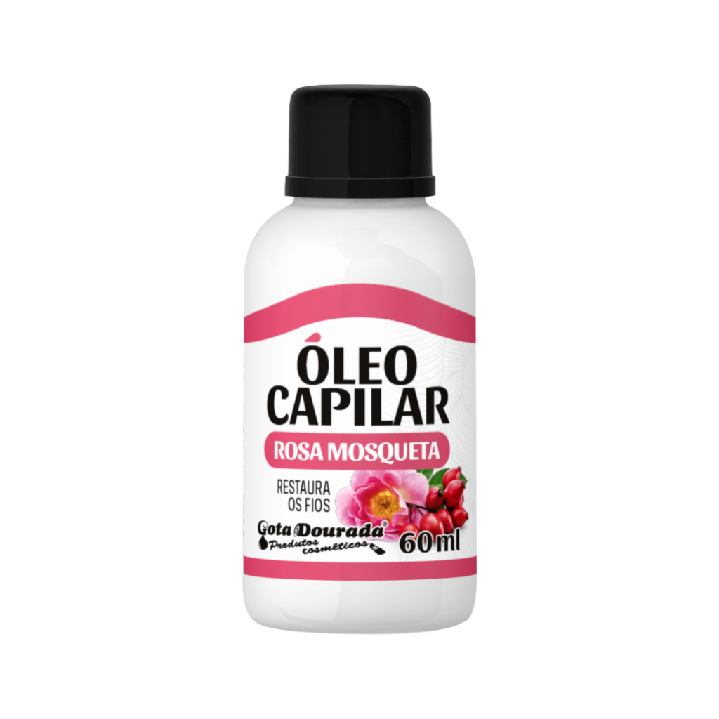 Óleo Capilar Rosa Mosqueta Hidratação Tratamento Restauração Dos Fios Brilho 60ml - Gota Dourada