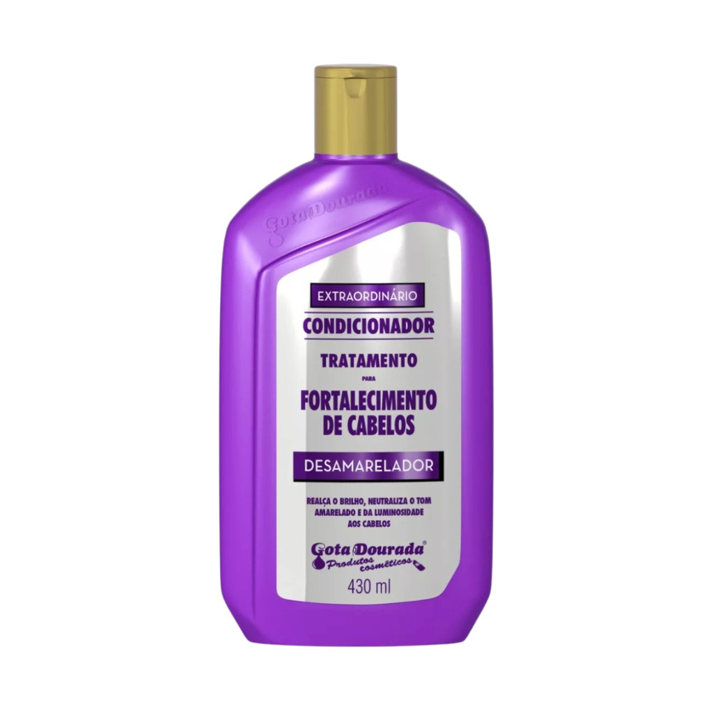 Condicionador Desamarelador Para Cabelos Loiros Grisalhos Fortalecimento dos Fios 430ml Gota Dourada