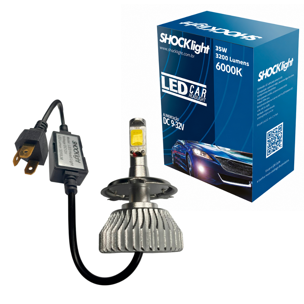 Par Lâmpada Ledcar Headlight H1 H3 H4 H7 H8 H11 H13 H27 HB3 HB4 6000k 12v 35w 3200lm