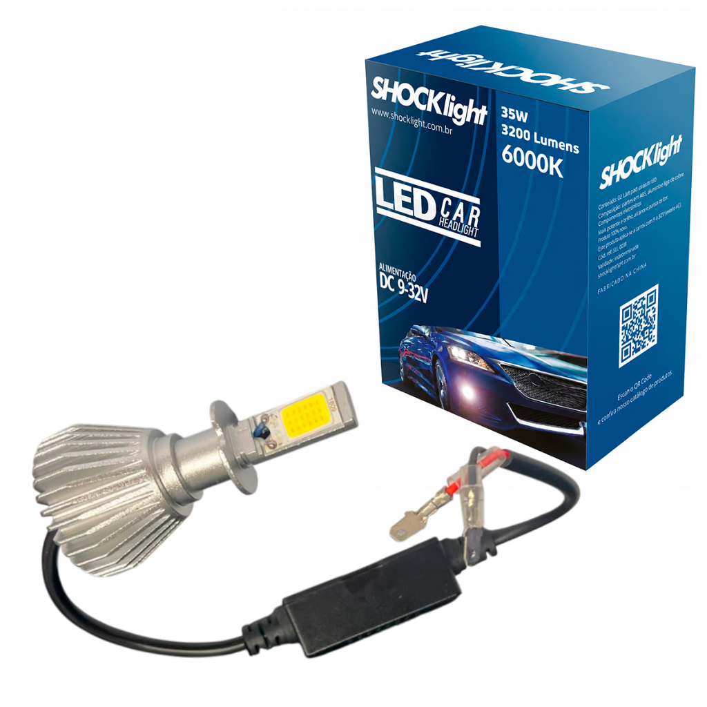 Par Lâmpada Ledcar Headlight H1 H3 H4 H7 H8 H11 H13 H27 HB3 HB4 6000k 12v 35w 3200lm