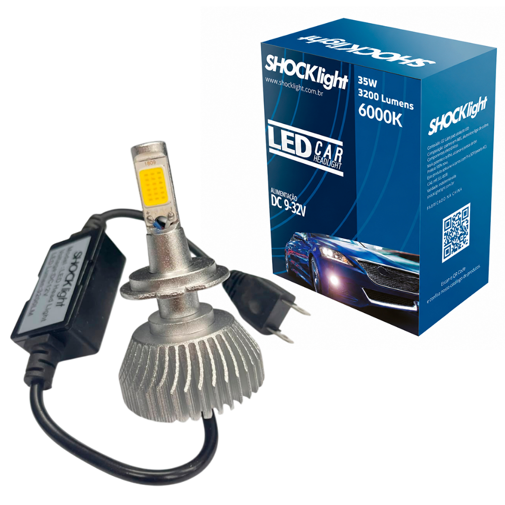Par Lâmpada Ledcar Headlight H1 H3 H4 H7 H8 H11 H13 H27 HB3 HB4 6000k 12v 35w 3200lm