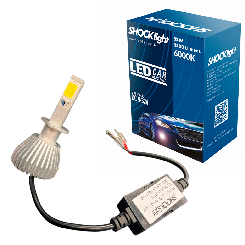 Par Lâmpada Ledcar Headlight H1 H3 H4 H7 H8 H11 H13 H27 HB3 HB4 6000k 12v 35w 3200lm