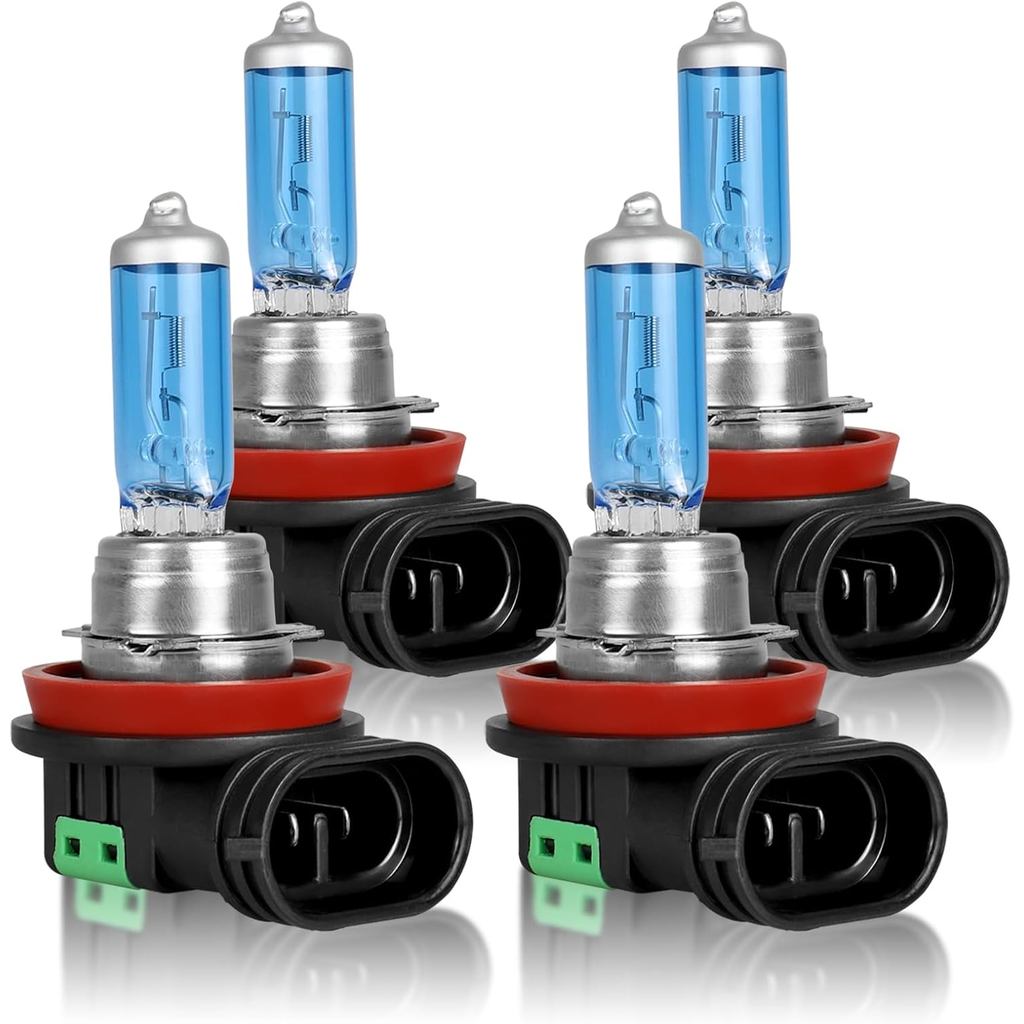 SHENKENUO H11 Headlight Bulb 5000K Super White 12V/100W - High Performance Halogen Headlight Bulbs Combo,Plug-n-Play,No