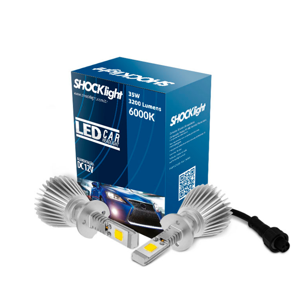 Par Lâmpada Ledcar Headlight H1 H3 H4 H7 H8 H11 H13 H27 HB3 HB4 6000k 12v 35w 3200lm
