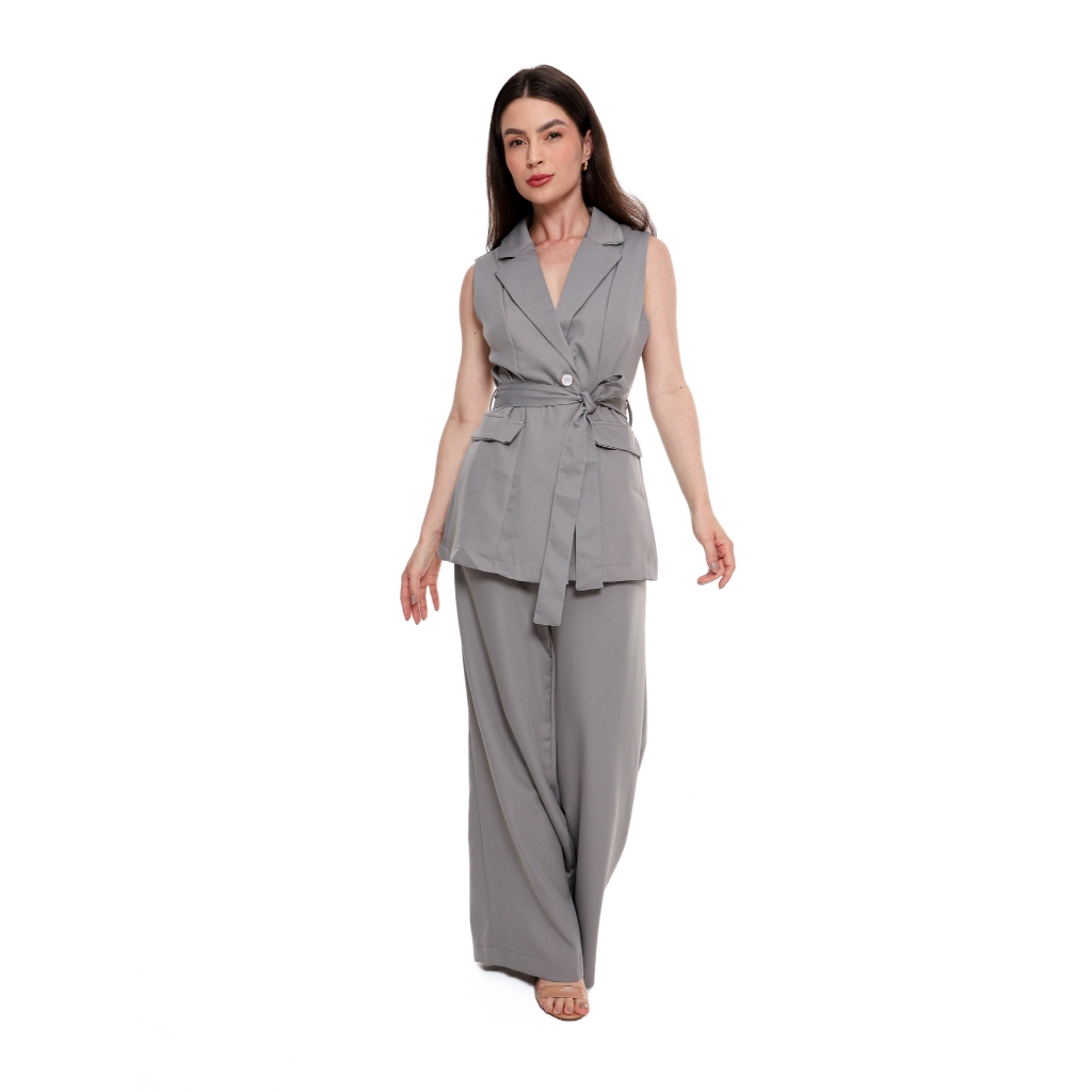Conjunto Calça Pantalona social e Blazer colete feminino .CON-0049