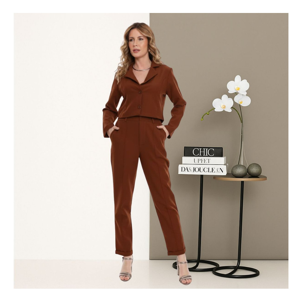 Conjunto Terno Feminino Social Alfaiataria Blazer e Calça Elegante Roupa Executiva Eventos con-0046