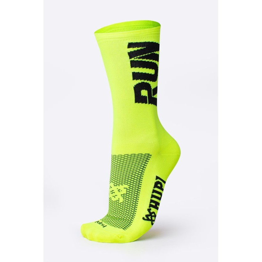Meia Hupi Run Amarelo Preto - Tamanho Plus 42-46 – Corrida, Ciclismo e Multi Esportes - Meia de Poliamida