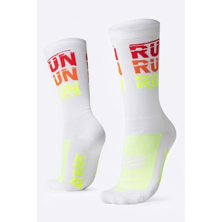 Meia Hupi Run Run Run Branca – Corrida, Ciclismo e Multi Esportes - Meia de Poliamida