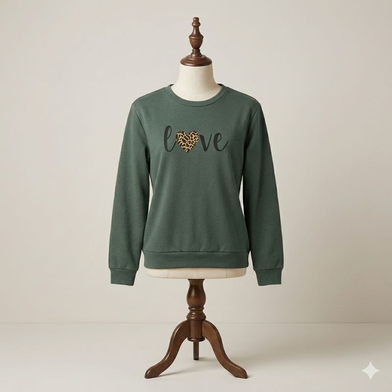 Blusa Moletom Feminina In Versus - Tamanho G - Estampa Love Leopard - Novo