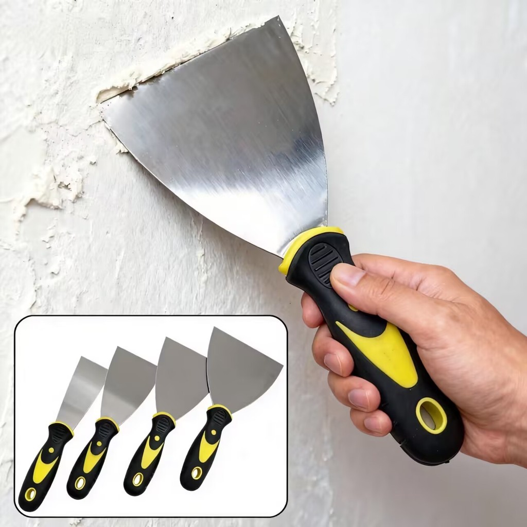 Kit 4 Espátulas de Aço Inox Profissional com Cabo Emborrachado – Tamanhos 2