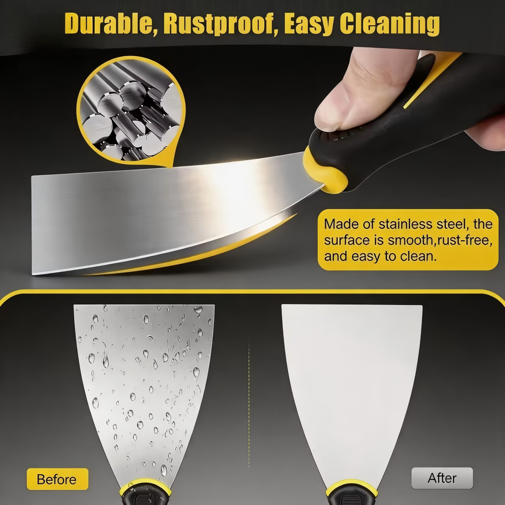 Kit 4 Espátulas de Aço Inox Profissional com Cabo Emborrachado – Tamanhos 2