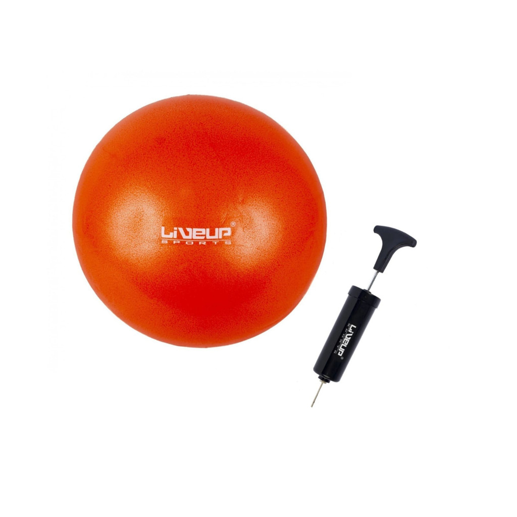 Kit Overball 25cm Mini Bola Suiça Laranja Inflador Liveup