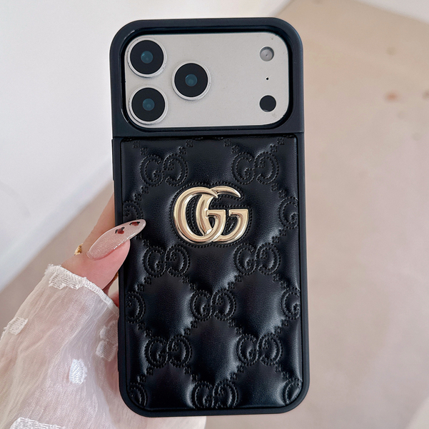 Marca De Moda Em Relevo Etiqueta Dourada 3D Capa De Couro De Luxo Para iPhone 18 17 16 15 14 13 Pro Max