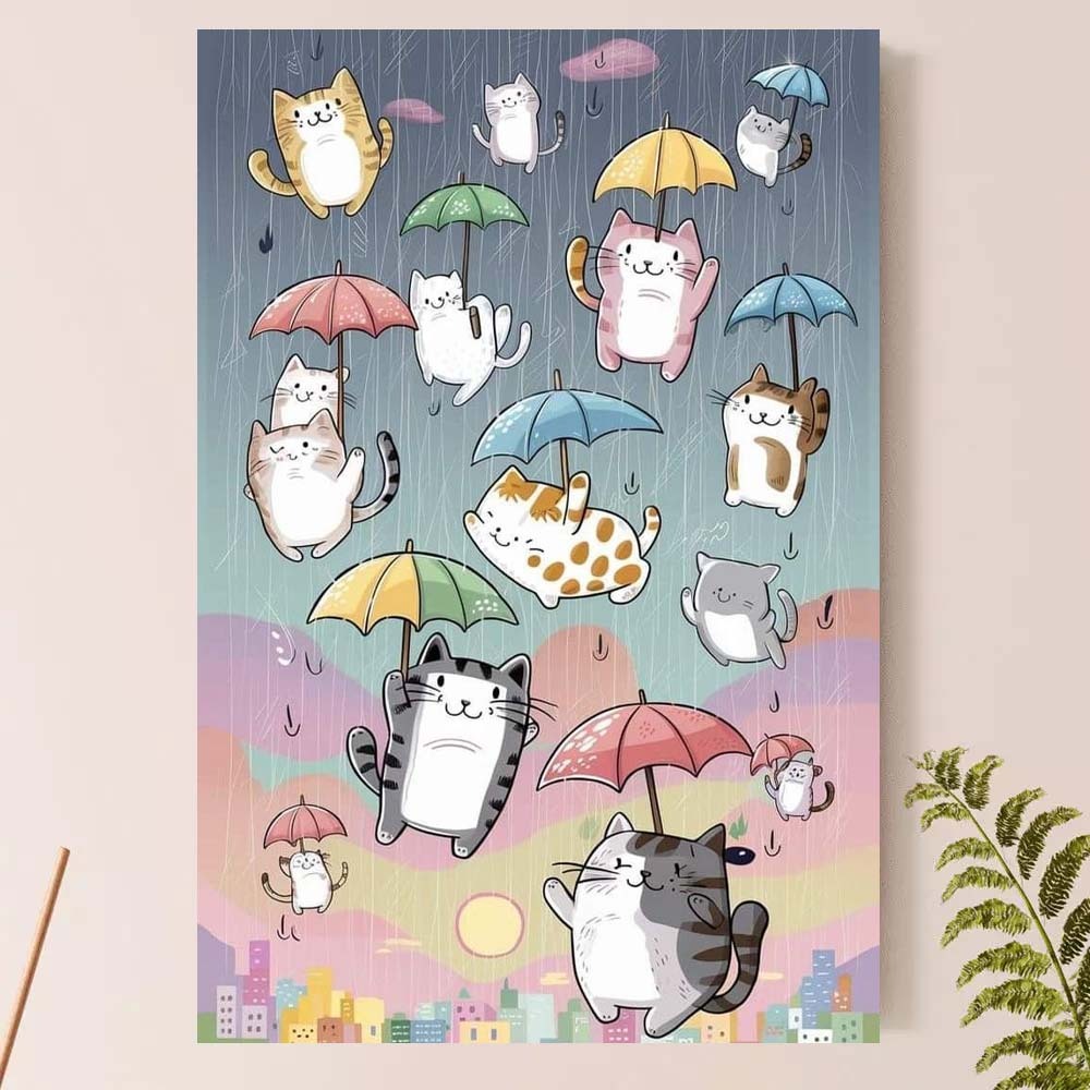 Placa Quadro Decorativo - Chuva de Gatos