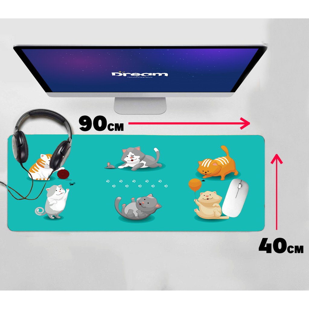 Mouse Pad Gamer Gatinhos 3 Extra Grande 90x40 gatos gatinho Personalizado borda costurada gato cute  speed mousepad