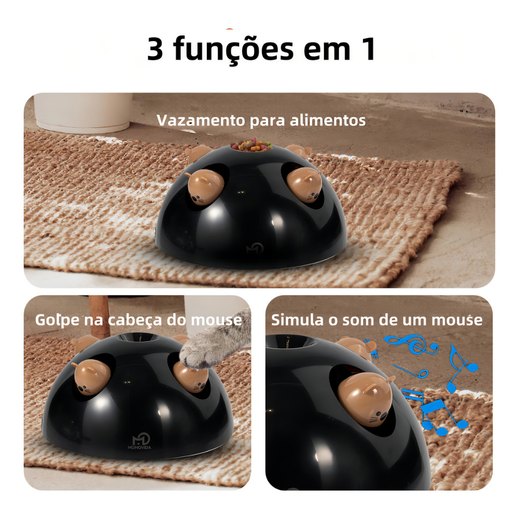 Brinquedo Interativo Momovida de Ratos Mouse para Gatos Emite Sons e Faz Movimentos Porta Petisco