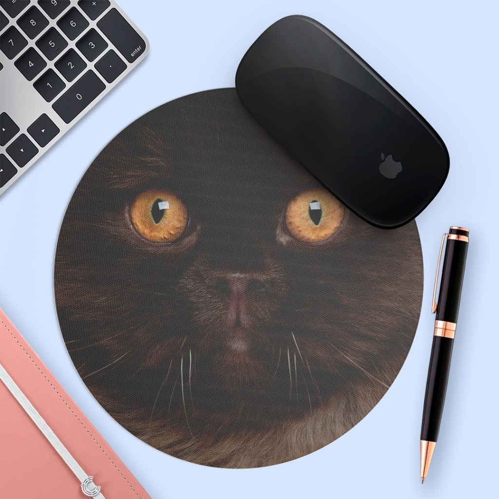 Mouse pad Redondo gato preto