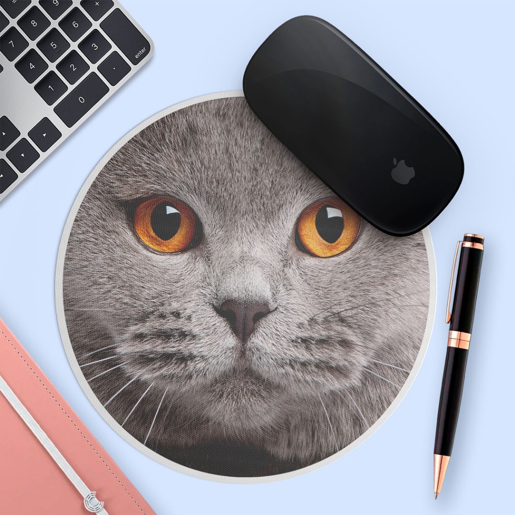 Mouse pad redondo cara de gato
