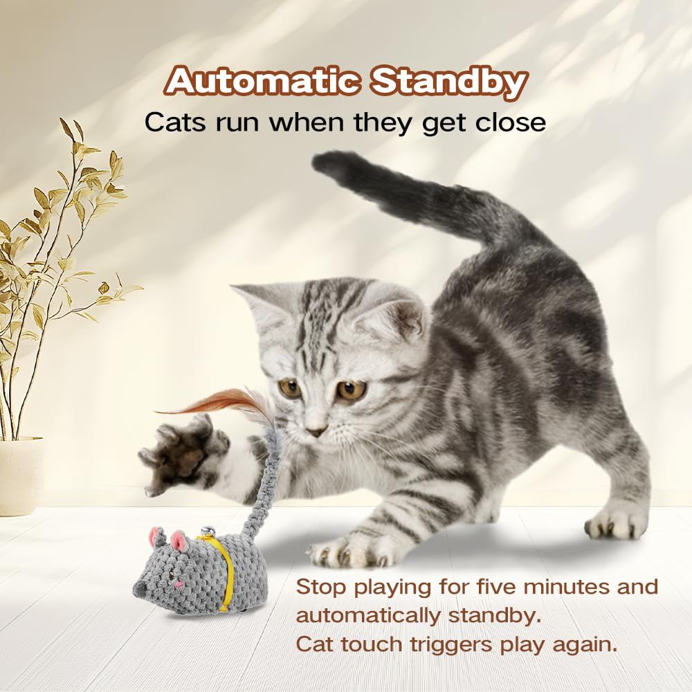 Brinquedo interativo para gatos, brinquedo recarregável para Mouse estridente, brinquedo automático para evitar obstácul