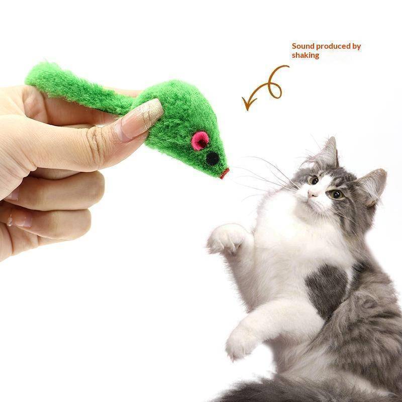 AYBR Brinquedos Interativos Para Gatos , Pele De Coelho Macia , Mouse Falso Com Pena De Arco-Íris , Fornecimento Engraça