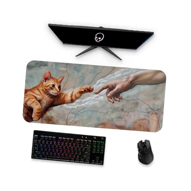 Mouse Pad Gamer Grande  AESTHETIC ARTE CLÁSSICA GATO  90x40 80x40 60x40 70x30 45x40