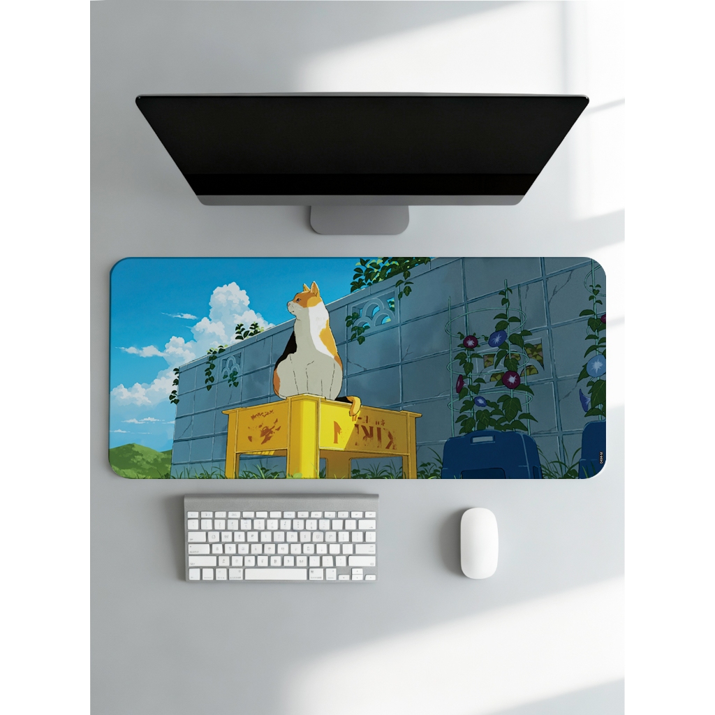Mouse Pad Gamer Gatos Clean Moderno Grande Deskmat Gamer Antiderrapante Oferta Lançamento