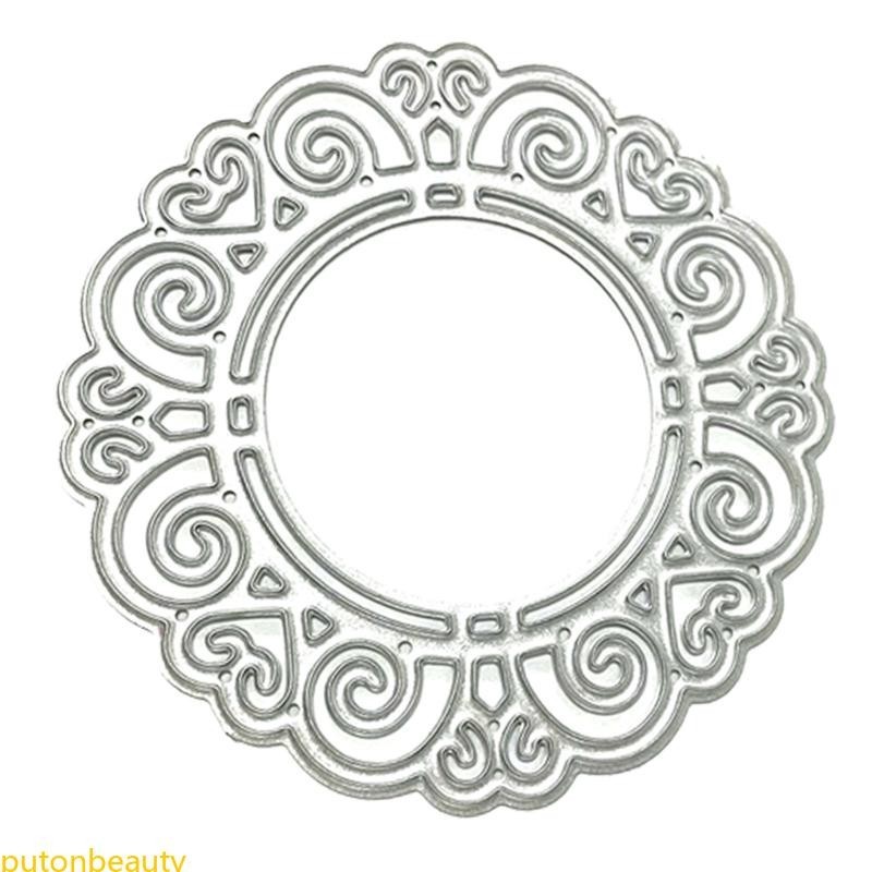 putonbeauty Lace Heart Round Plate Metal Cutting Dies Scrapbooking Stencil Cutsing Gravação Fotos Álbum Templ