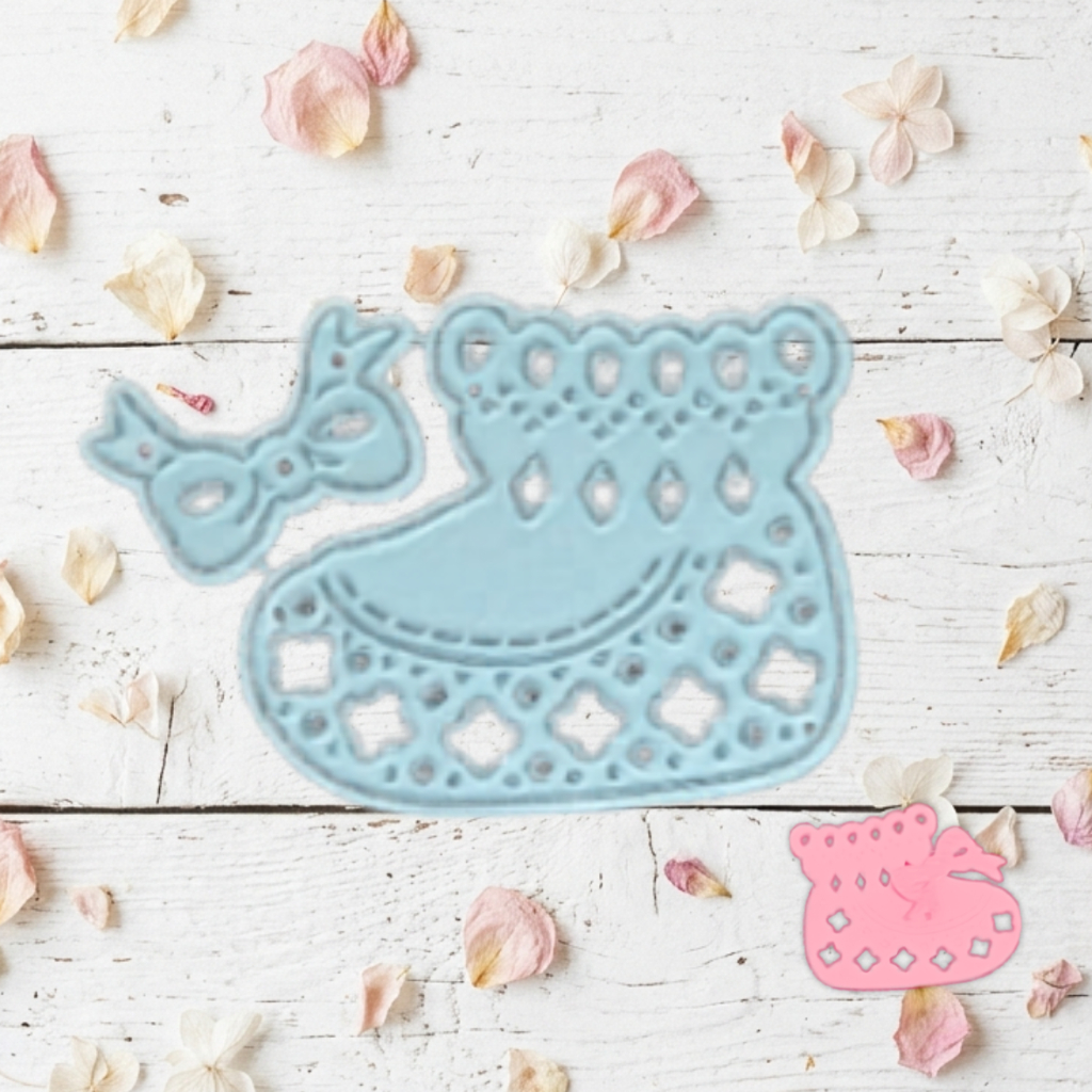 Matriz de Corte Babador Bebê com Laço | Scrapbook Infantil Chá de Bebê | Die Cut Metal Big Shot bon003