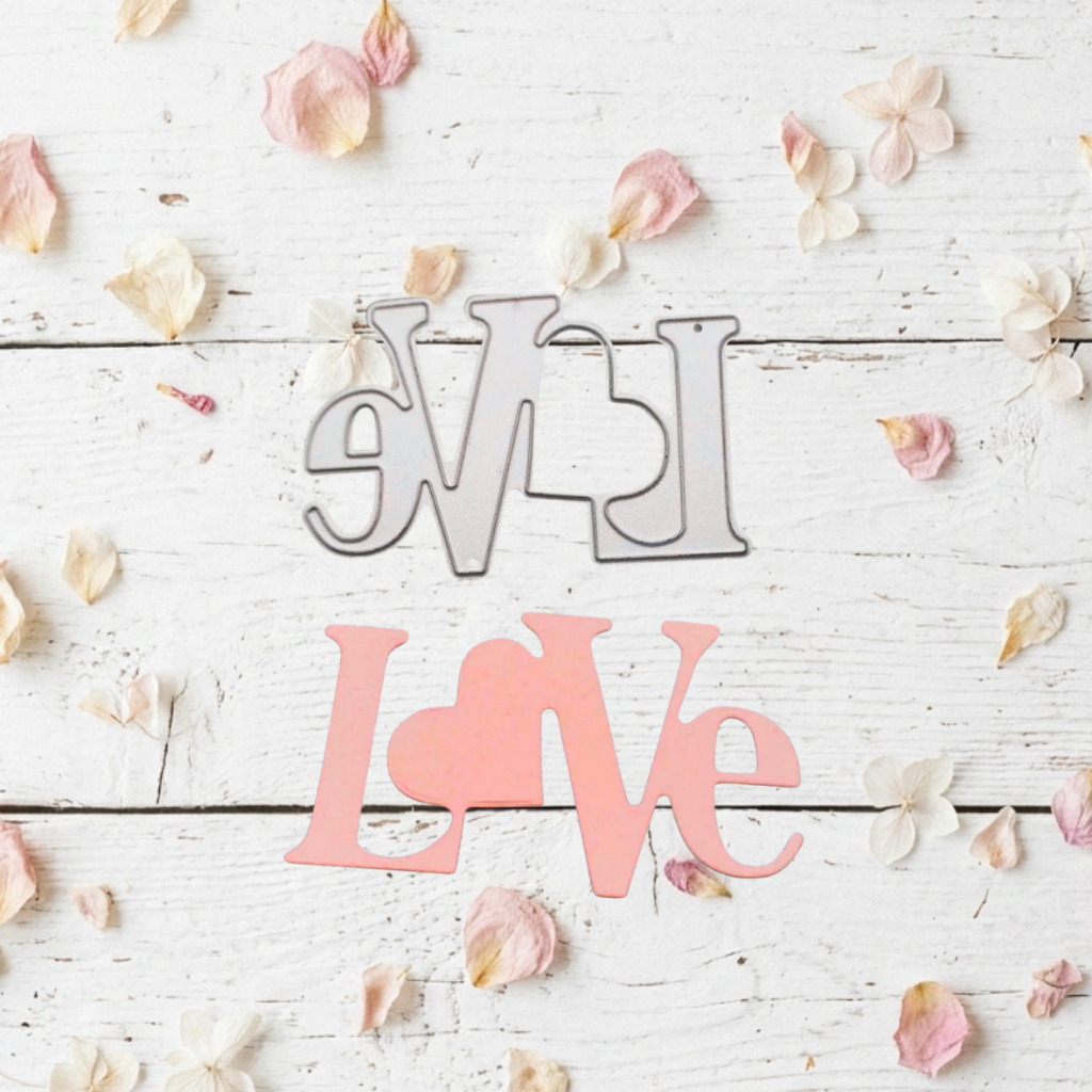 Matriz de Corte Love com Coração | Scrapbook Papel EVA | Die Cut Metal Compatível Big Shot cor008
