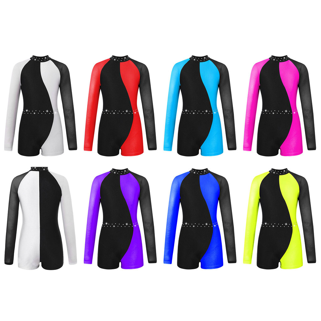 inhzoy Crianças Meninas Roupas Elegantes Malha Manga Longa Gola Redonda Contraste Cor Invisível Zíper Fechamento Volta D