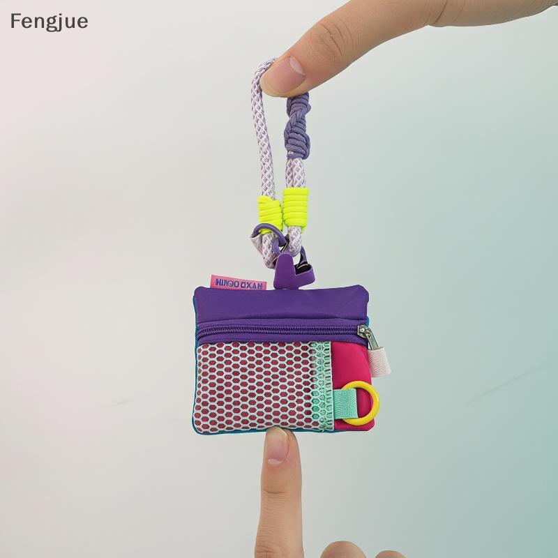 Fengjue Multifuncional Portátil Malha Cartão Saco Telefone Cordão De Pulso 1 Pçs Dopamina Contraste Cor Para Estudante U