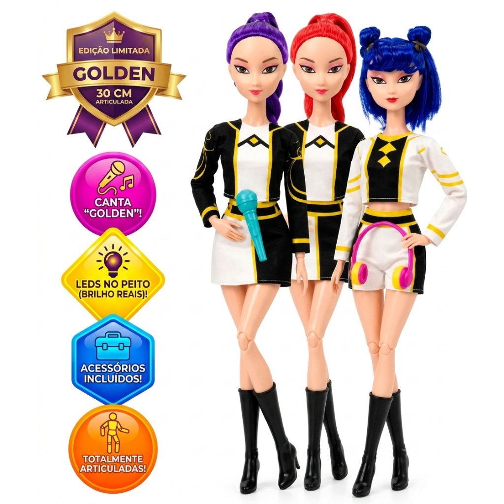 Bonecas Guerreiras Do K-pop Musical Personagem Demon Hunters Rumi Mira Zoey Assesorios Led No Peito 30 Cm