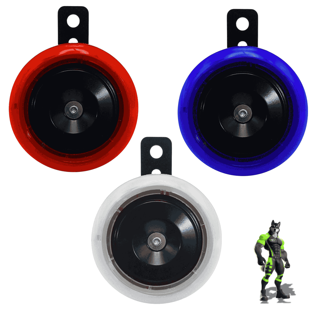 Kit com 3 Buzinas Moto Com Led 12v Som Potente Cg Fan Titan 125 150 160 Biz Pop S/Adaptações