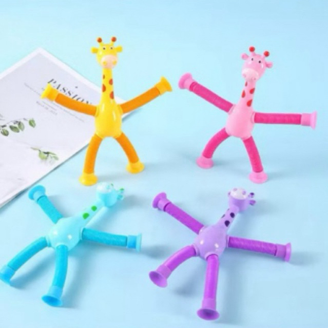 Girafa Pop Tubo Estica com Led Brinquedo Pop It Infantil Sensorial com Led Pop Tube